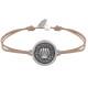 Bracelet Lien Médaille Ronde Métal Argenté Coquillage