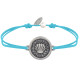 Bracelet Lien Médaille Ronde Métal Argenté Coquillage