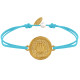 Bracelet Lien Médaille Ronde Laiton Doré Coquillage