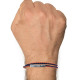 Bracelet Homme Double Tour Bicolore Cuir Tréssé Rond pour Poignet 19cm