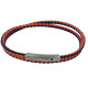 Bracelet Homme Double Tour Bicolore Cuir Tréssé Rond pour Poignet 19cm