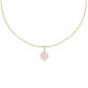 Collier Plaqué Or Pendentif Perle de Quartz Rose