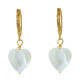 Boucles d'Oreilles Mini Créoles Plaqué Or et Coeur de Nacre