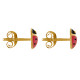 Boucles d'Oreilles Clous Plaqué Or Coccinelle Rouge et Noire