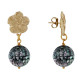 Boucles d'Oreilles Clous Métal Doré Fleur et Perle de Nacre Facettée