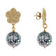 Boucles d'Oreilles Clous Métal Doré Fleur et Perle de Nacre Facettée