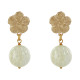 Boucles d'Oreilles Clous Métal Doré Fleur et Perle de Nacre Facettée