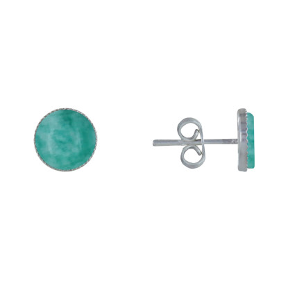 Boucles d'Oreilles Argent Rond Dentelé d'Amazonite