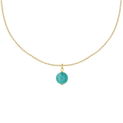 Collier Plaqué Or Pendentif Perle d'Amazonite
