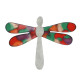 Broche Libellule Emaillée Orange Violet Rouge et Vert