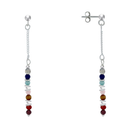 Boucles d'Oreilles Argent Chainette 7 Chakras