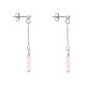 Boucles d'Oreilles Argent Chainette 3 Perles Facettées de Quartz Rose