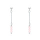 Boucles d'Oreilles Argent Chainette 3 Perles Facettées de Quartz Rose
