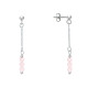 Boucles d'Oreilles Argent Chainette 3 Perles Facettées de Quartz Rose