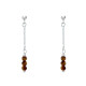 Boucles d'Oreilles Argent Chainette 3 Perles Facettées d'Oeil de Tigre