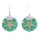 Boucles d'Oreilles Argent Disque Vert d'Eau Etoile de Mer