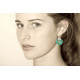 Boucles d'Oreilles Argent Disque Vert d'Eau Etoile de Mer