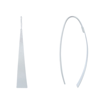Boucles d'Oreilles Argent Brossé Long Triangle