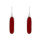 Boucles d'Oreilles Argent Rectangle Ovale Couleur Corail