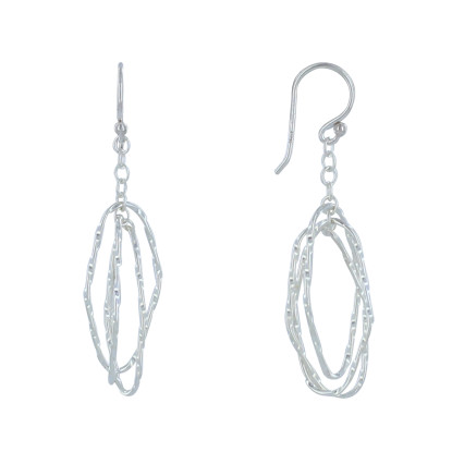 Boucles d'Oreilles Argent Trois Anneaux Ovales Entrelacés