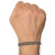 Bracelet Homme Double Tour Bicolore Cuir Tréssé Rond pour Poignet 19cm