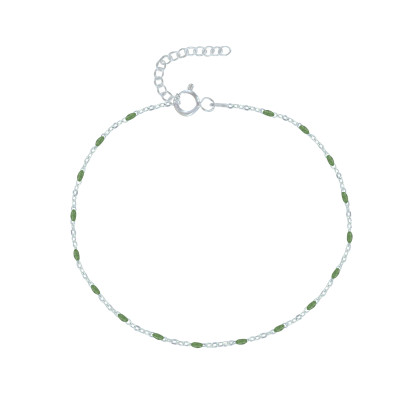 Bracelet de Cheville Argent Perles Émaillées