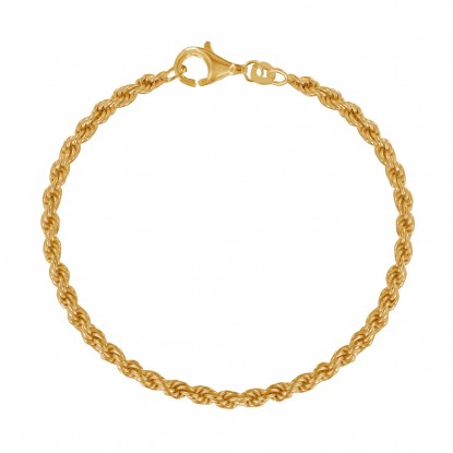 Bracelet Plaqué Or Mailles Corde 3mm
