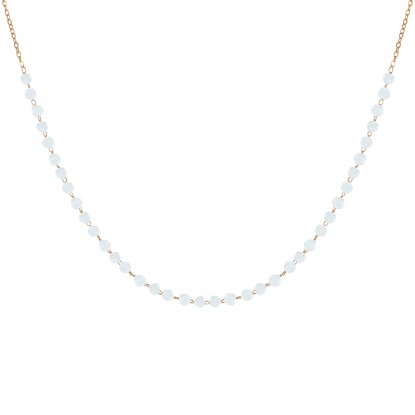 Collier Plaqué Or Perles Facettées de Pierre de Lune
