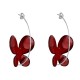Boucles d'Oreilles Papillons Émaillés Rouge et Rose