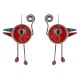Boucles d'Oreilles Petits Oiseaux Émaillés Rouge