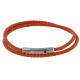 Bracelet Femme Double Tour Cuir Tréssé Rond pour Poignet de 18cm