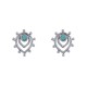 Boucles d'Oreilles Clous Argent Deux Gouttes Inversés et Petite Perle Turquoise
