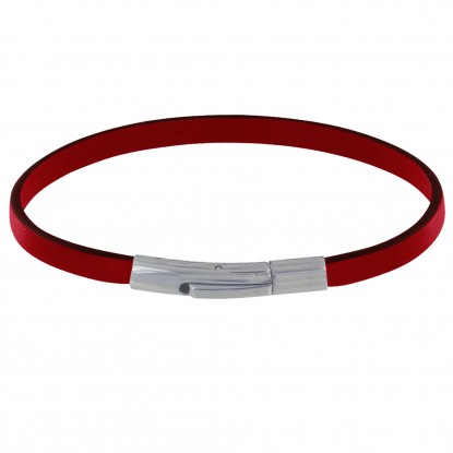 Bracelet Homme Cuir Simple Fermoir Acier Inoxydable - 19cm