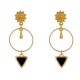 Boucles d'Oreilles Laiton Doré Cercle Goutte et Triangle Émaillé