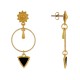 Boucles d'Oreilles Laiton Doré Cercle Goutte et Triangle Émaillé