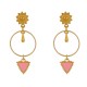 Boucles d'Oreilles Laiton Doré Cercle Goutte et Triangle Émaillé