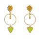 Boucles d'Oreilles Laiton Doré Cercle Goutte et Triangle Émaillé