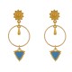 Boucles d'Oreilles Laiton Doré Cercle Goutte et Triangle Émaillé
