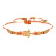 Bracelet Lien Laiton Doré Tortue Émaillé Orange