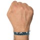 Bracelet Homme Métal Argenté Cube Fermoir Bouton et Lien en Paracorde