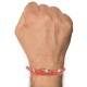 Bracelet Homme Métal Argenté Cube Fermoir Bouton et Lien en Paracorde