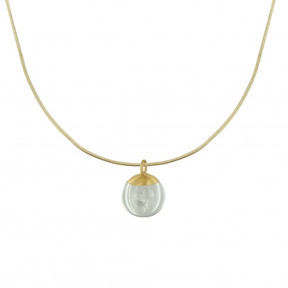 PHOTO A VE Collier Laiton Bulle et Billes Pâte de Verre Cristal
