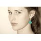 Boucles d'Oreilles Argent Éventail Couleur Turquoise