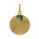 Pendentif Plaqué Or Pastille Striée et Petit Cube de Diopside