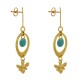 Boucles d'Oreilles Laiton Doré Cercle Pastille Coloré et Abeille