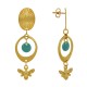 Boucles d'Oreilles Laiton Doré Cercle Pastille Coloré et Abeille