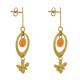 Boucles d'Oreilles Laiton Doré Cercle Pastille Coloré et Abeille