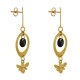 Boucles d'Oreilles Laiton Doré Cercle Pastille Coloré et Abeille