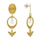 Boucles d'Oreilles Laiton Doré Cercle Pastille Coloré et Abeille