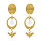 Boucles d'Oreilles Clip Laiton Doré Cercle Pastille Coloré et Abeille